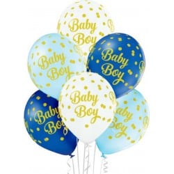 6 Ballons Ø 30cm Baby Boy Dots