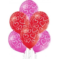 6 Ballons Ø 30cm Hearts