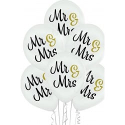 6 Ballons Ø 30cm Mr & Mrs