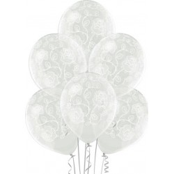 6 Ballons Ø 30cm blanc Roses