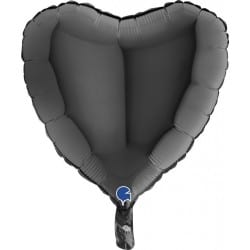 Ballon alu coeur noir 38cm