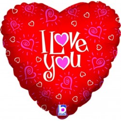 Ballon alu Love You Hearts...