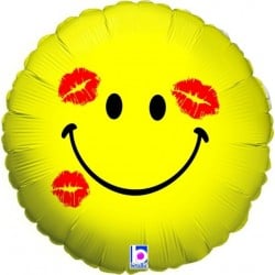 Ballon alu Smiley Bisous 38cm