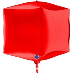 Ballon alu 3D cube rouge 39cm