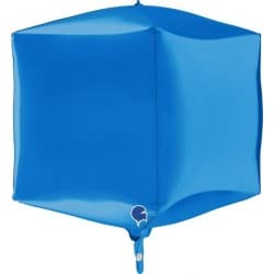 Ballon alu 3D cube bleu 39cm