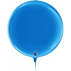 Ballon alu 3D rond bleu 38cm