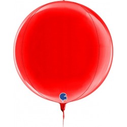 Ballon alu 3D rond rouge 38cm